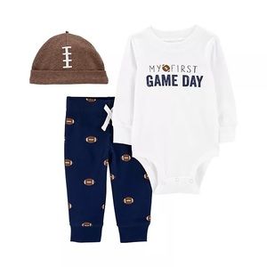 NWT carter’s 3 piece football set long sleeve bodysuit/pants/hat 6-9 months